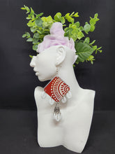 Dangling Red Diamond Shaped Earrings with Shells